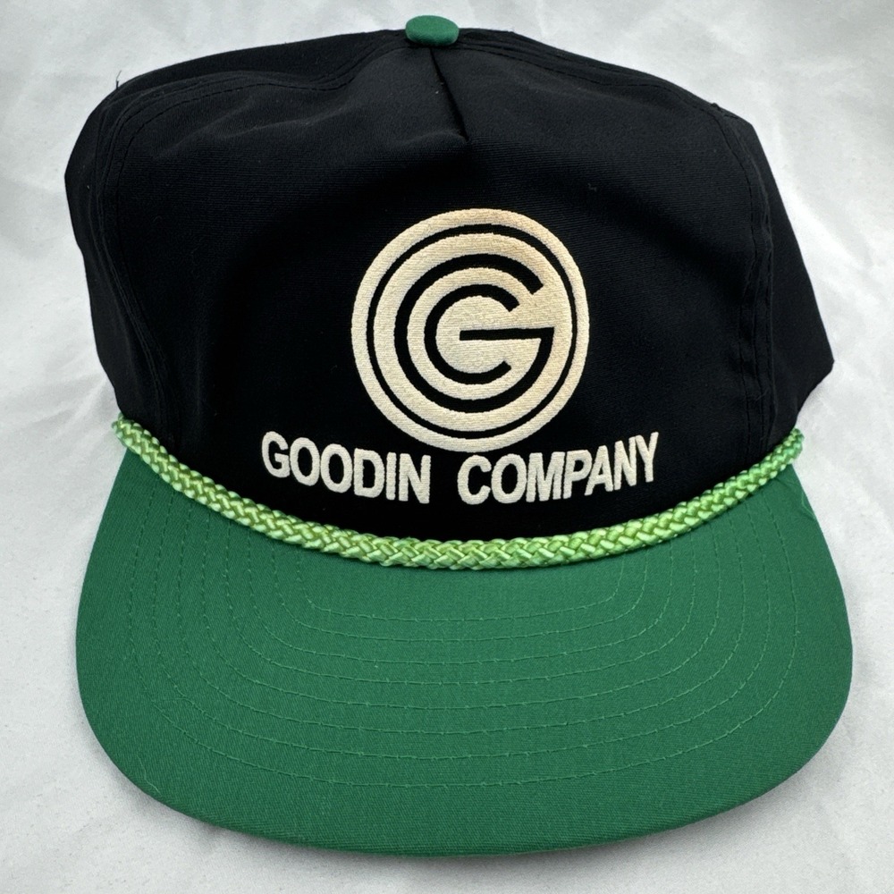 Vintage 90s Goodin Company Plumbing HVAC Green Black Rope Snapback Hat